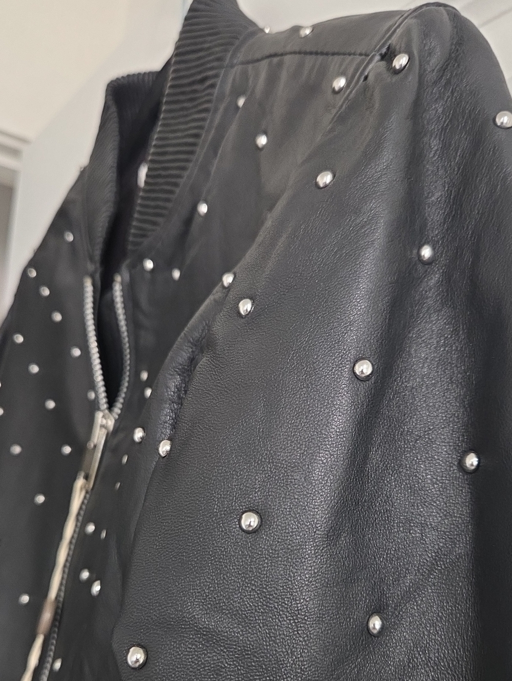 Walter Baker Zena Black Leather Studded Bomber Jacket Silver Extra Small NWT - Picture 16 of 17